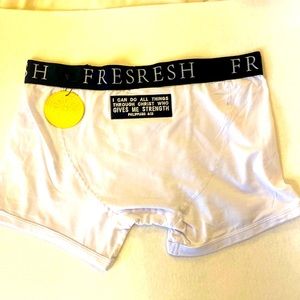 I can do all things through Christ who gives me strength. White Boxer Briefs L